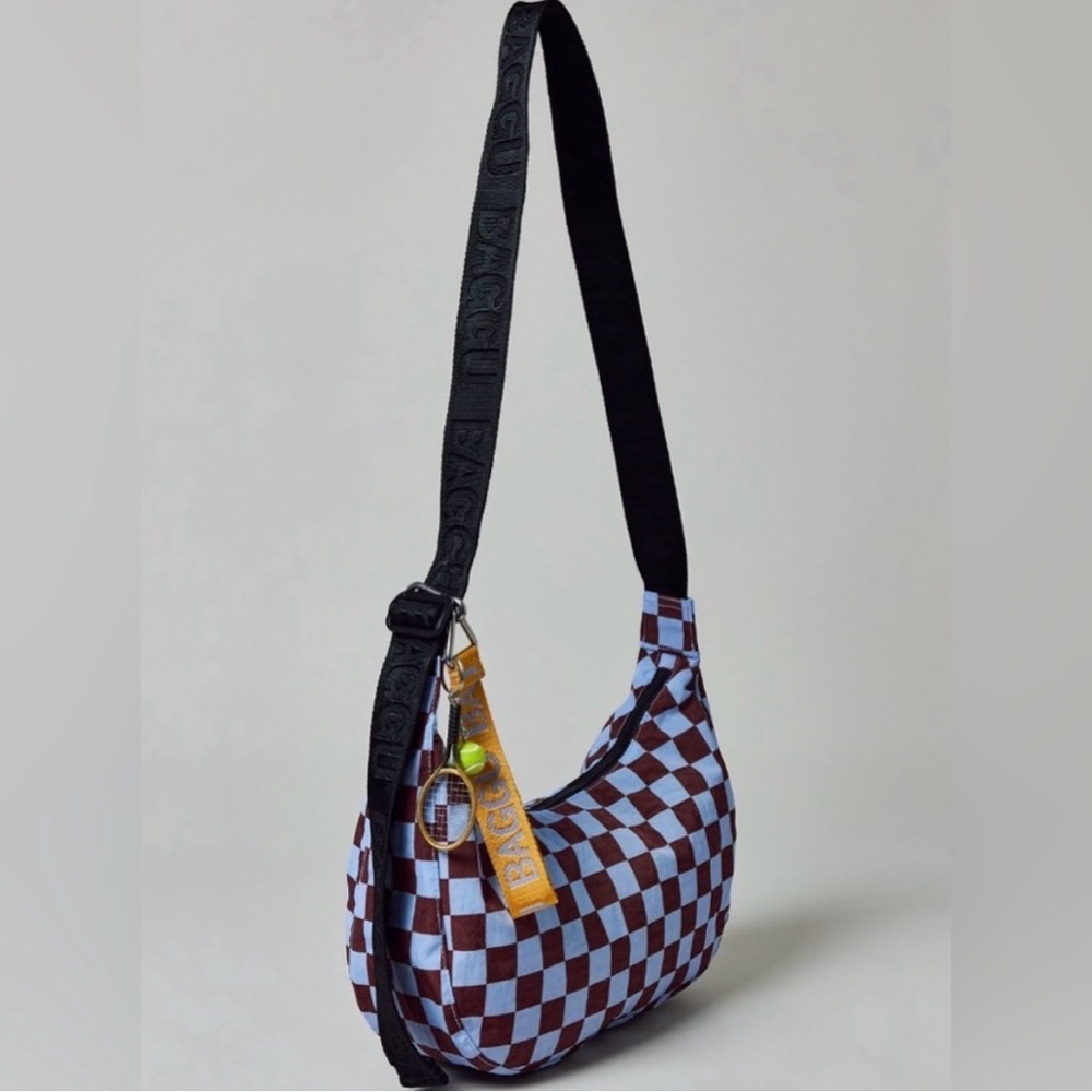 Baggu Checkered Shoulder Bag - Blue and Brown - NWT